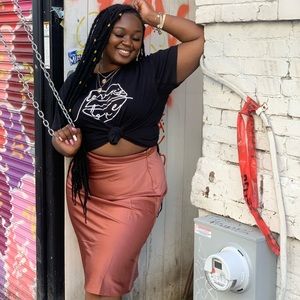 COPY - Plus Size Satin Midi Skirt